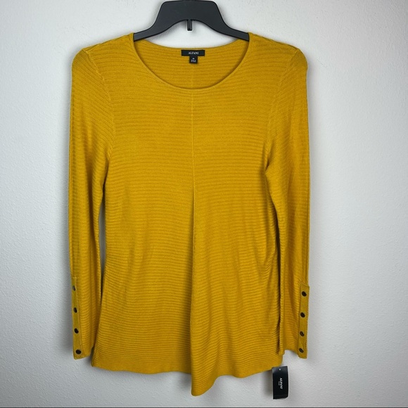 3/30$🔥NWT Alfani Yellow Tunic Ribbed Crewneck - Picture 2 of 11